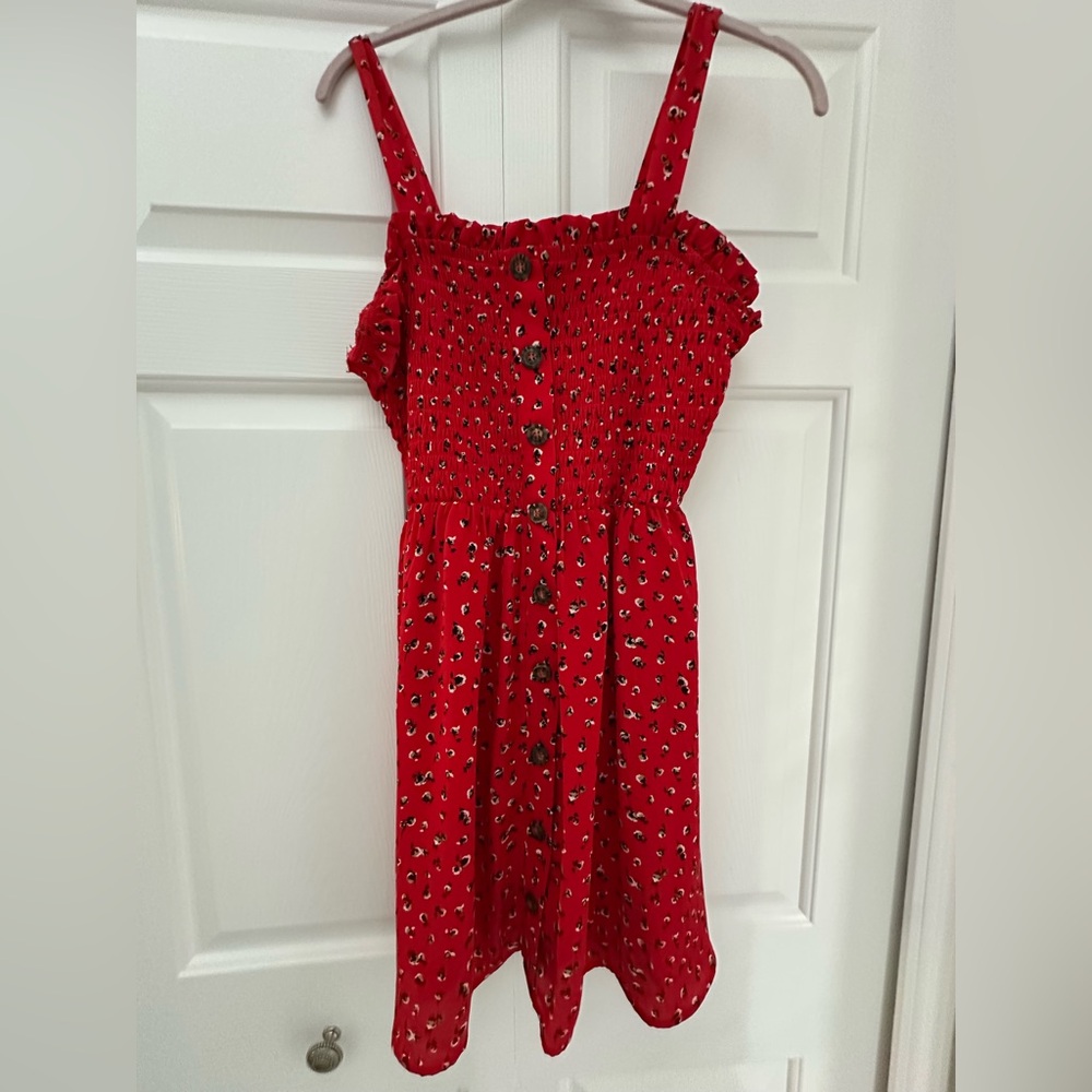 Sienna Sky Red Dress with Button Accents